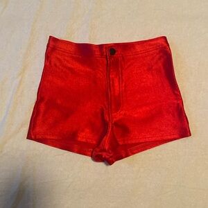 American apparel red disco shorts